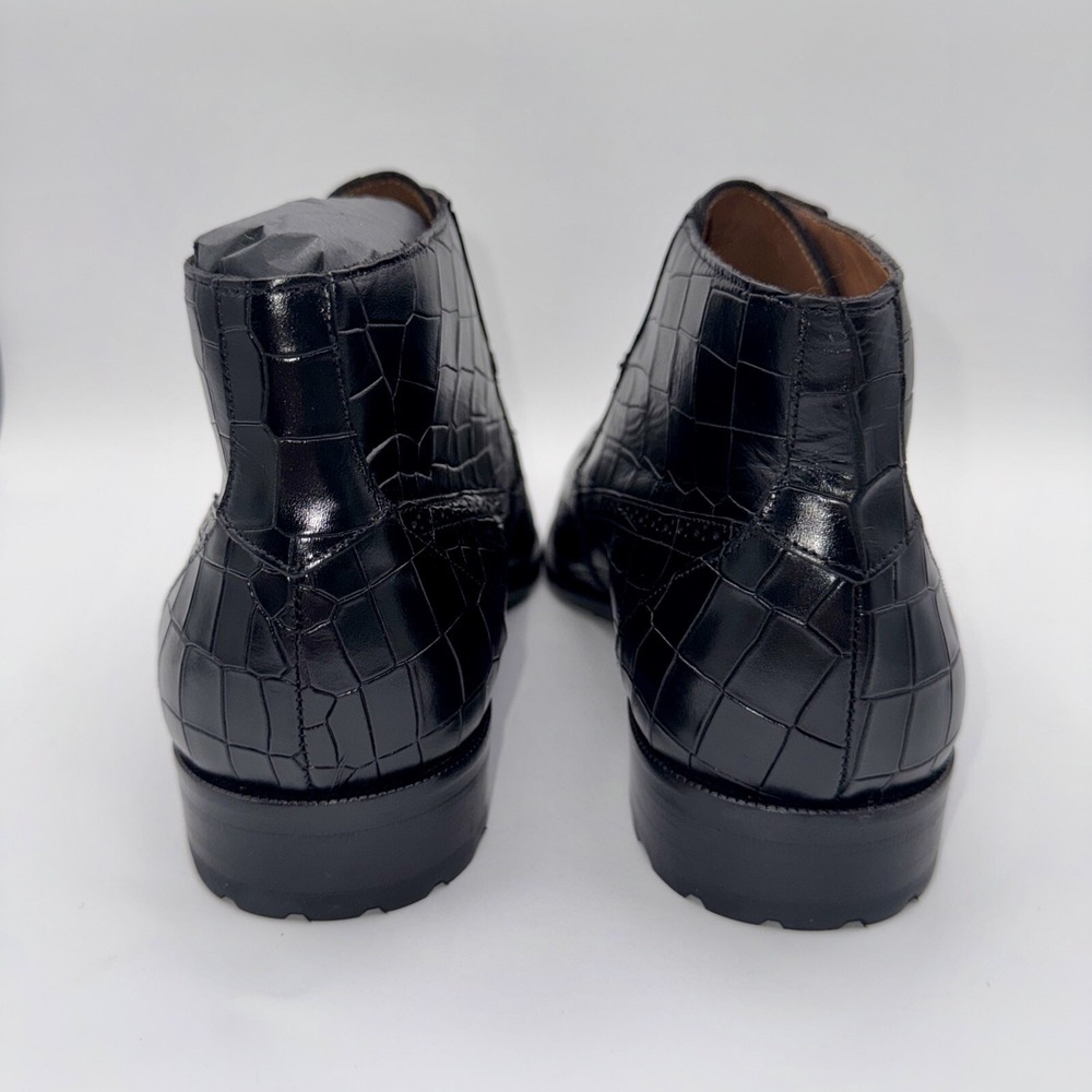 Mezlan McKay Cap Toe Boots Men's Size 10 M Black Crocodile Embossed Leather - Picture 11 of 16